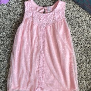 Girls pink lace overlay tank top
